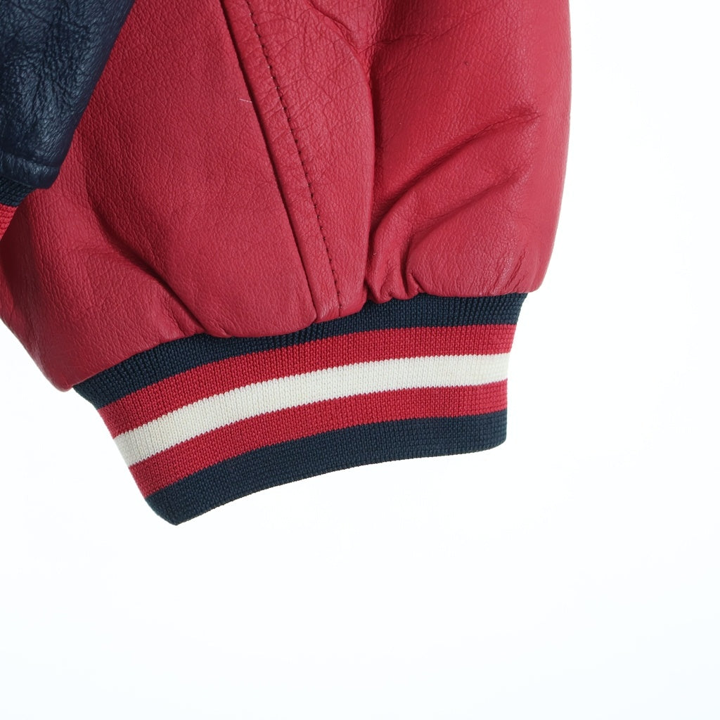 NO BRAND(ノーブランド) THE GAMEDAY（ザ ゲームデイ）00s NFL HOUSTON TEXANS LEATHER JACKET レザージャケット スタジャン ネイビー/レッド 1177Q