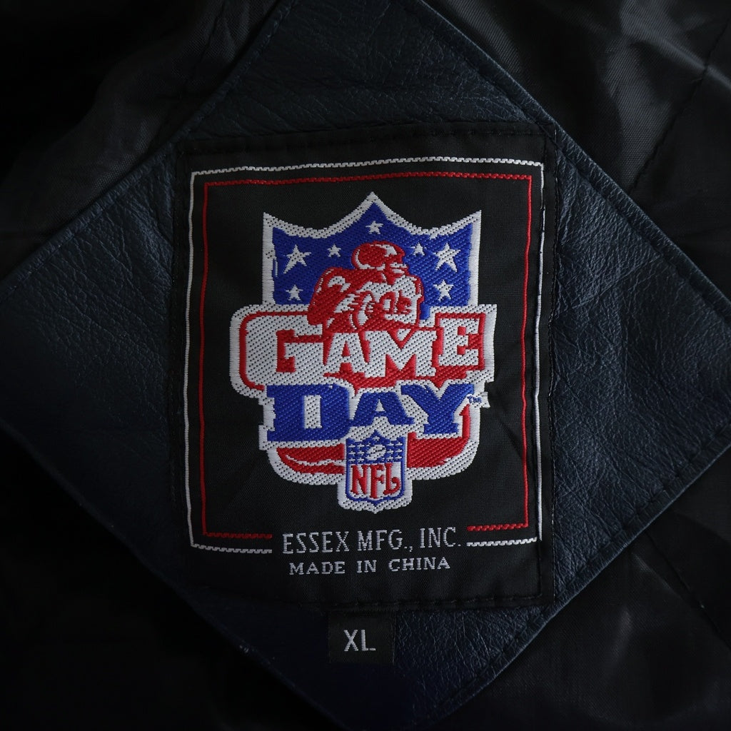 NO BRAND(ノーブランド) THE GAMEDAY（ザ ゲームデイ）00s NFL HOUSTON TEXANS LEATHER JACKET レザージャケット スタジャン ネイビー/レッド 1177Q