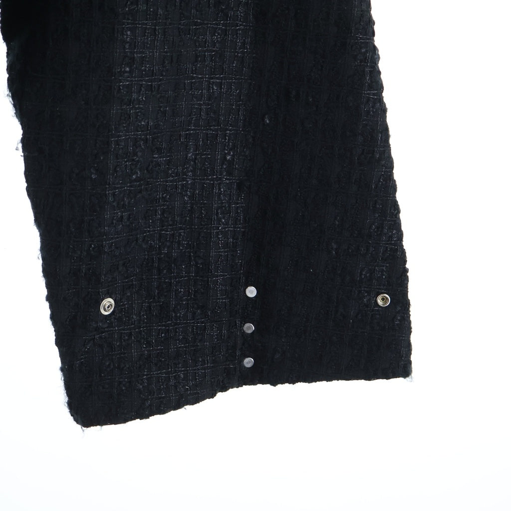 A.F ARTEFACT(エーエフアーティファクト) TUCK SLEEVE JACKET LUXURY TWEED タッグスリーブ ツイード ジップアップジャケット ブラック