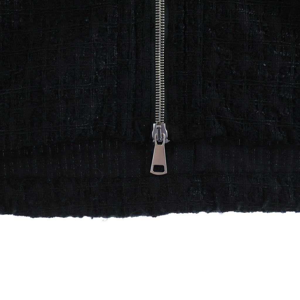A.F ARTEFACT(エーエフアーティファクト) TUCK SLEEVE JACKET LUXURY TWEED タッグスリーブ ツイード ジップアップジャケット ブラック