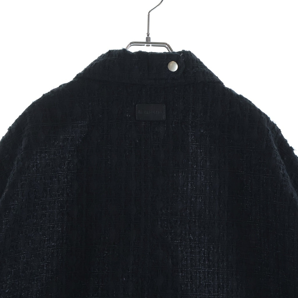 A.F ARTEFACT(エーエフアーティファクト) TUCK SLEEVE JACKET LUXURY TWEED タッグスリーブ ツイード ジップアップジャケット ブラック