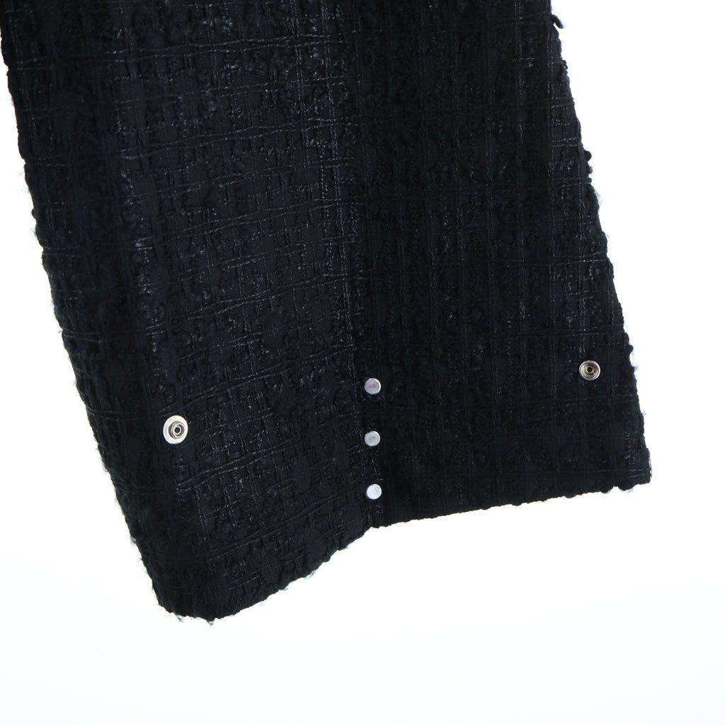 A.F ARTEFACT(エーエフアーティファクト) TUCK SLEEVE JACKET LUXURY TWEED タッグスリーブ ツイード ジップアップジャケット ブラック