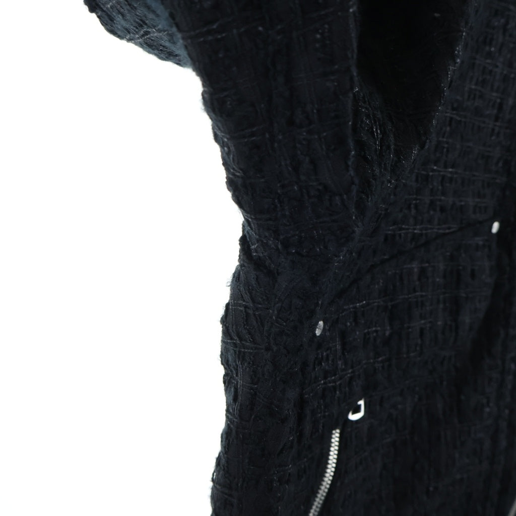 A.F ARTEFACT(エーエフアーティファクト) TUCK SLEEVE JACKET LUXURY TWEED タッグスリーブ ツイード ジップアップジャケット ブラック