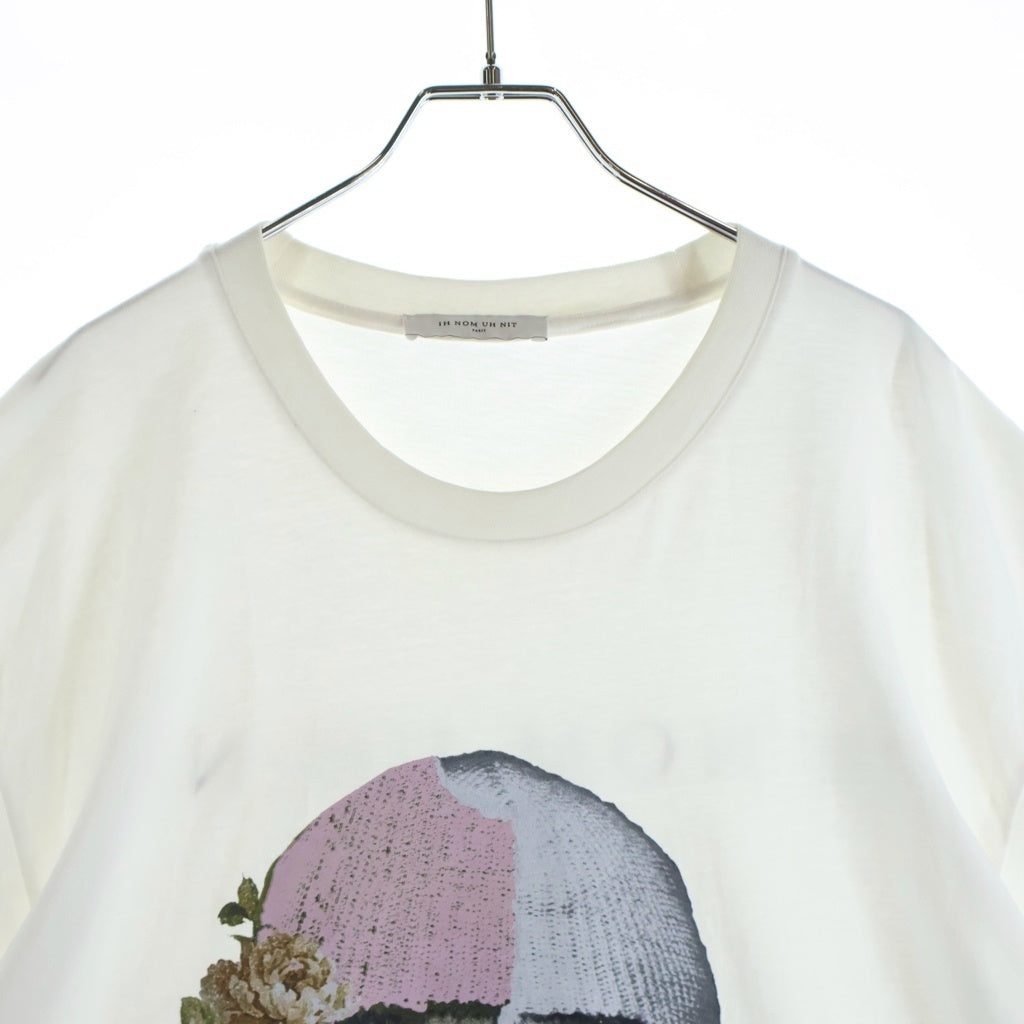 ih nom uh nit PARIS(インノミネイトパリス) FLORAL-PRINT TEE フロントプリント フローラル 半袖Tシャツ カットソー ホワイト