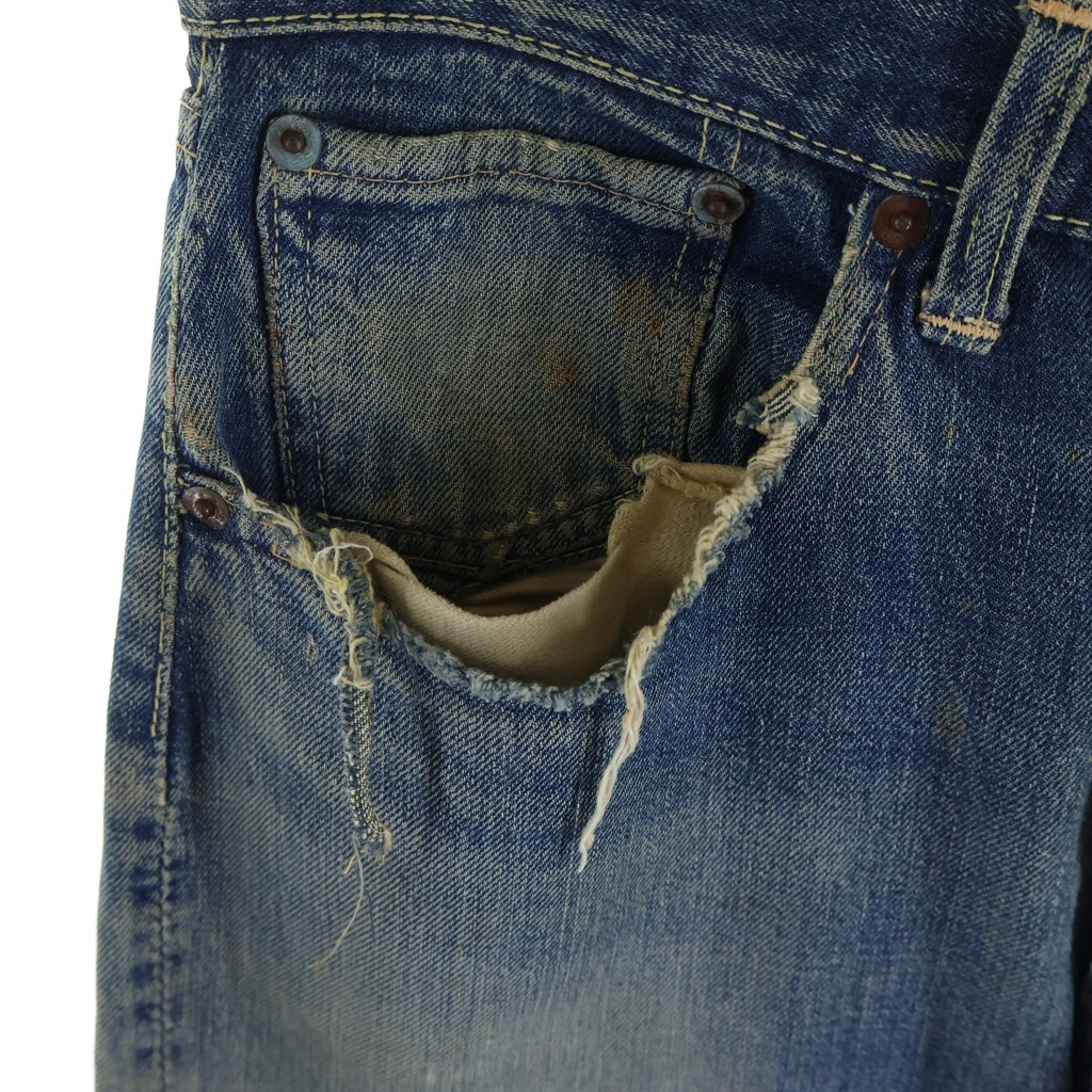 LEVI'S 希少 501ZXX 50's 隠しリベット Big E 紙パッチ付 Levi's(リーバイス) 50-60s 501XX BIGE Vステッチ 隠しリベット ボタン