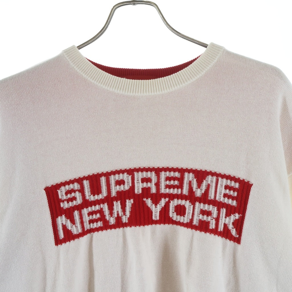 SUPREME(シュプリーム) 22SS 2-Tone Sweater ツートーン ニットセーター ホワイト/レッド