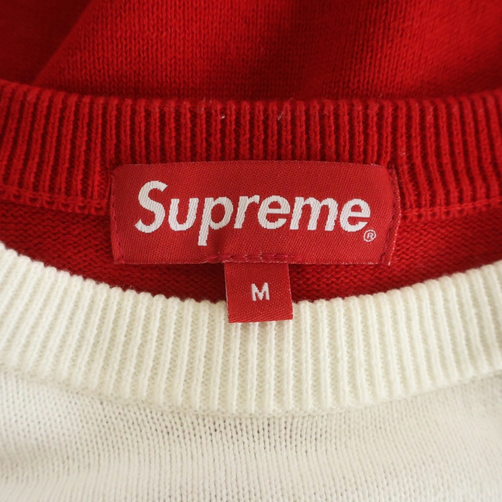 SUPREME(シュプリーム) 22SS 2-Tone Sweater ツートーン ニットセーター ホワイト/レッド