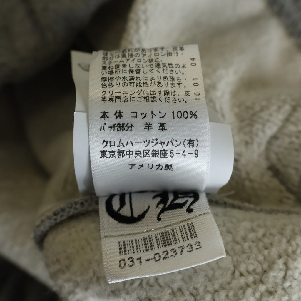 CHROME HEARTS(クロムハーツ) Y NOT CEMETERY CROSS PATCH SWEAT SHORTS レザーセメタリークロスパッチ スウェットショーツ ハーフパンツ グレー/ブラック