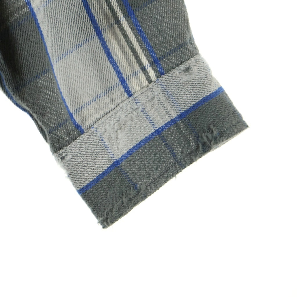 SAINT MICHAEL(セントマイケル) 22AW×SHERMER ACADEMY FRANNL SHIRT シャーマー・アカデミー チェック柄 ダメージ加工 フランネルシャツ 長袖シャツ グレー SM-A22-0000-061