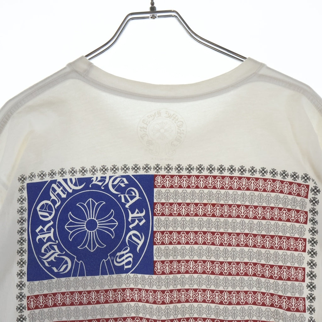 CHROME HEARTS(クロムハーツ) AMERICAN FLAG TEE オールド アメリカンフラッグTシャツ 星条旗 ホースシュープリント 半袖カットソー ホワイト