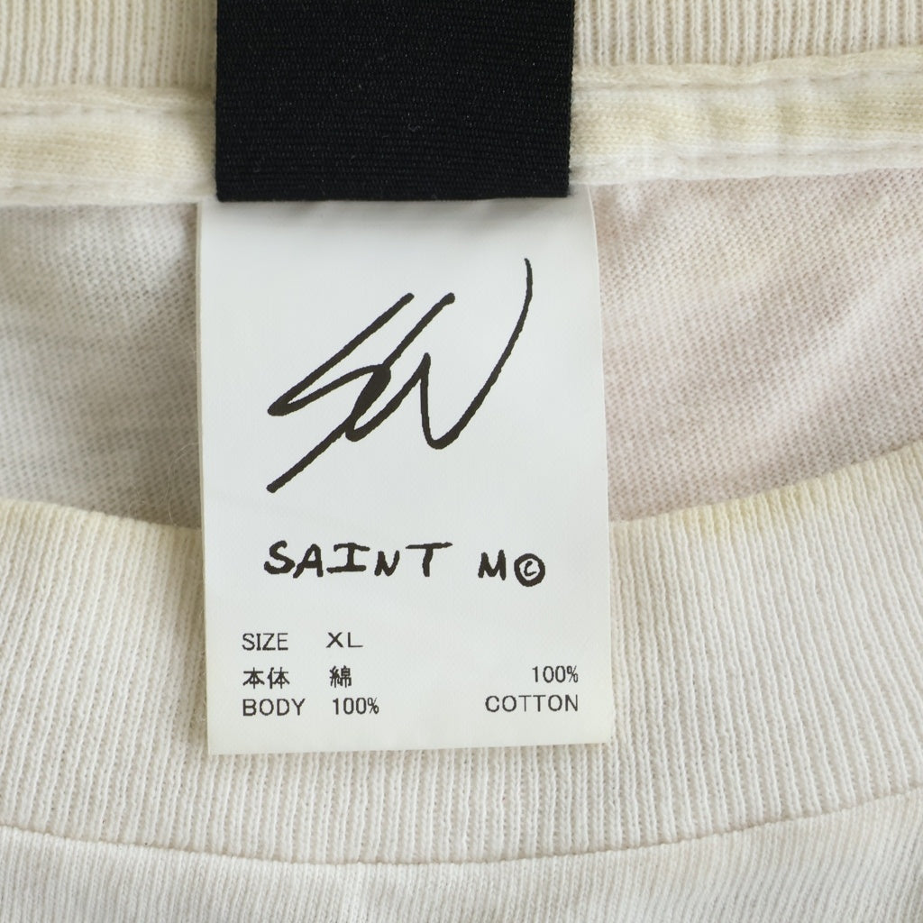SAINT MICHAEL(セントマイケル) 25SS×Sean Wotherspoon KIKI SW_SS TEE ショーン・ウェザースプーン ヴィンテージ加工 半袖Tシャツ カットソー ホワイト SM-HR8-0000-C22
