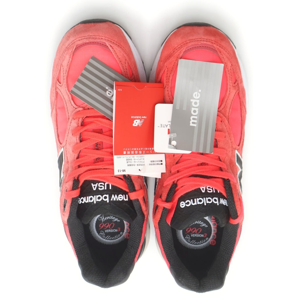 New Balance(ニューバランス) M990PL3 異素材切替 ローカットスニーカー USA製 レッド/ブラック US8.5/26.5cm