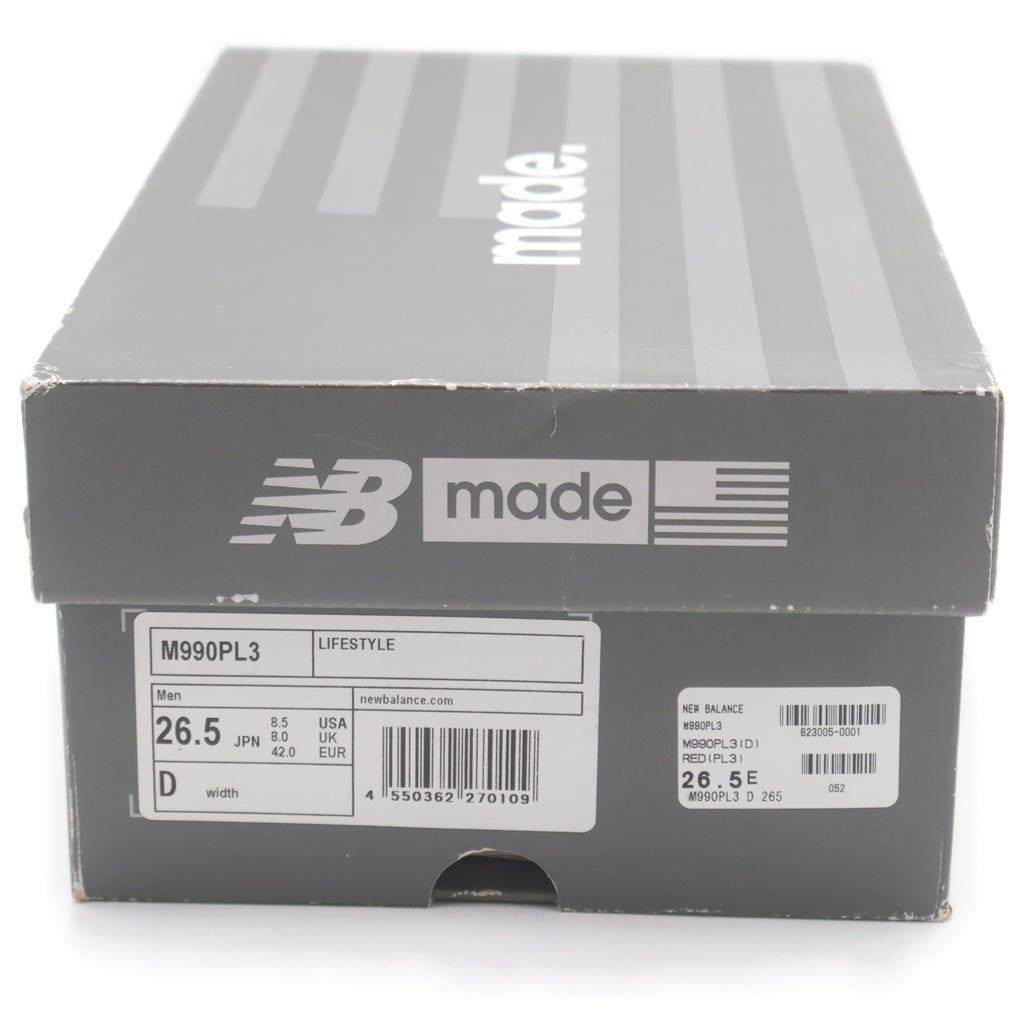New Balance(ニューバランス) M990PL3 異素材切替 ローカットスニーカー USA製 レッド/ブラック US8.5/26.5cm