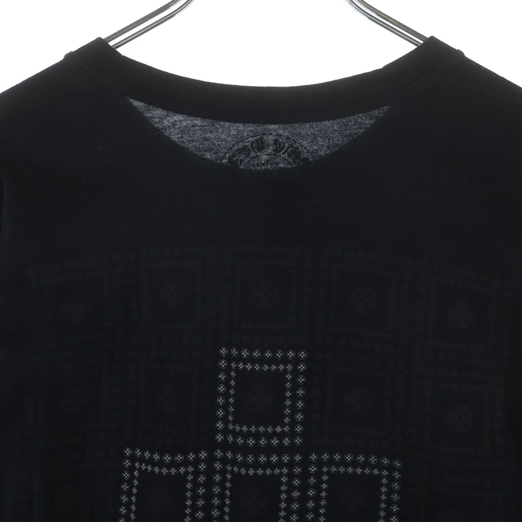 CHROME HEARTS(クロムハーツ) CH PLUS L/S TEE ブロッククロス プリント クルーネック ロングスリーブ 長袖Tシャツ ロンT ブラック