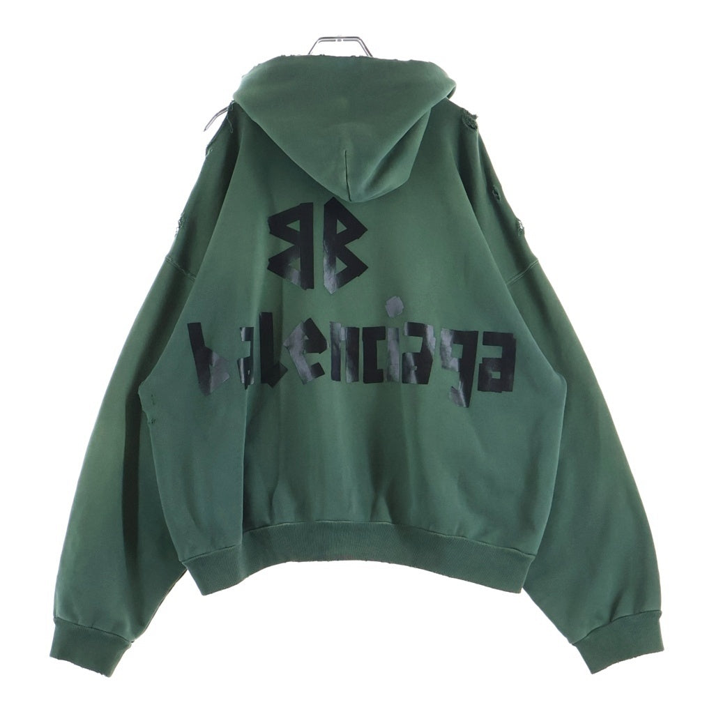 BALENCIAGA(バレンシアガ) 23SS Tape Type Ripped Pocket Hoodie テープタイプ リップポケット フーディー グリーン 744441