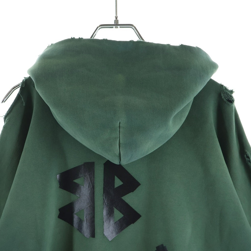 BALENCIAGA(バレンシアガ) 23SS Tape Type Ripped Pocket Hoodie テープタイプ リップポケット フーディー グリーン 744441