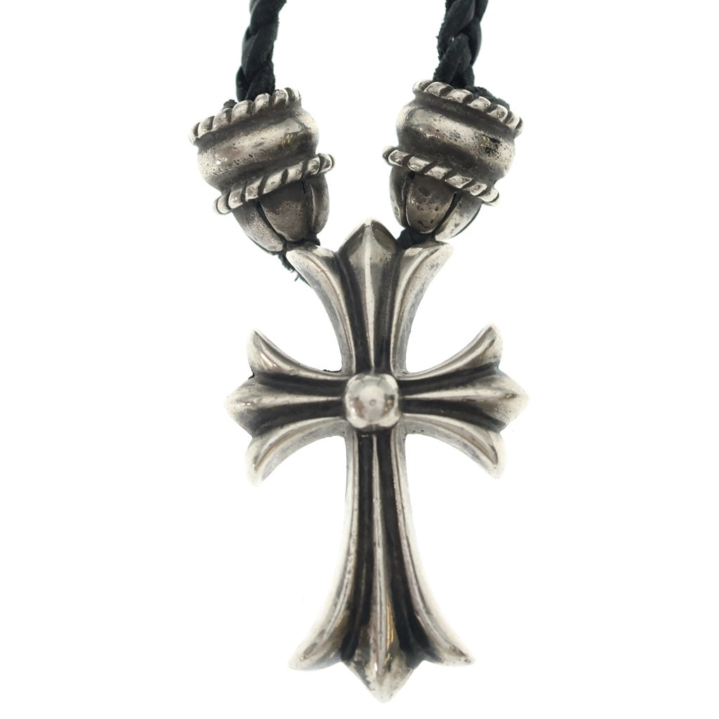 CHROME HEARTS(クロムハーツ) CH CRS SML CL スモールCHクロス クリンプト レザーブレイド ネックレス シルバー/ブラック BCA217