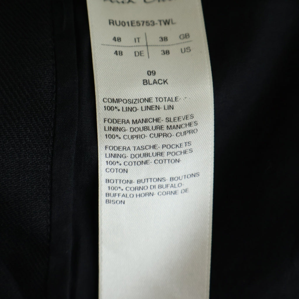 Rick Owens(リックオウエンス) 26SS HOLYWOOD LUXOR FOGPOCKET LIDO JACKET リネン フォグポケットバックベルトテーラードジャケット ブレザー ブラック RU01E5753-TWL