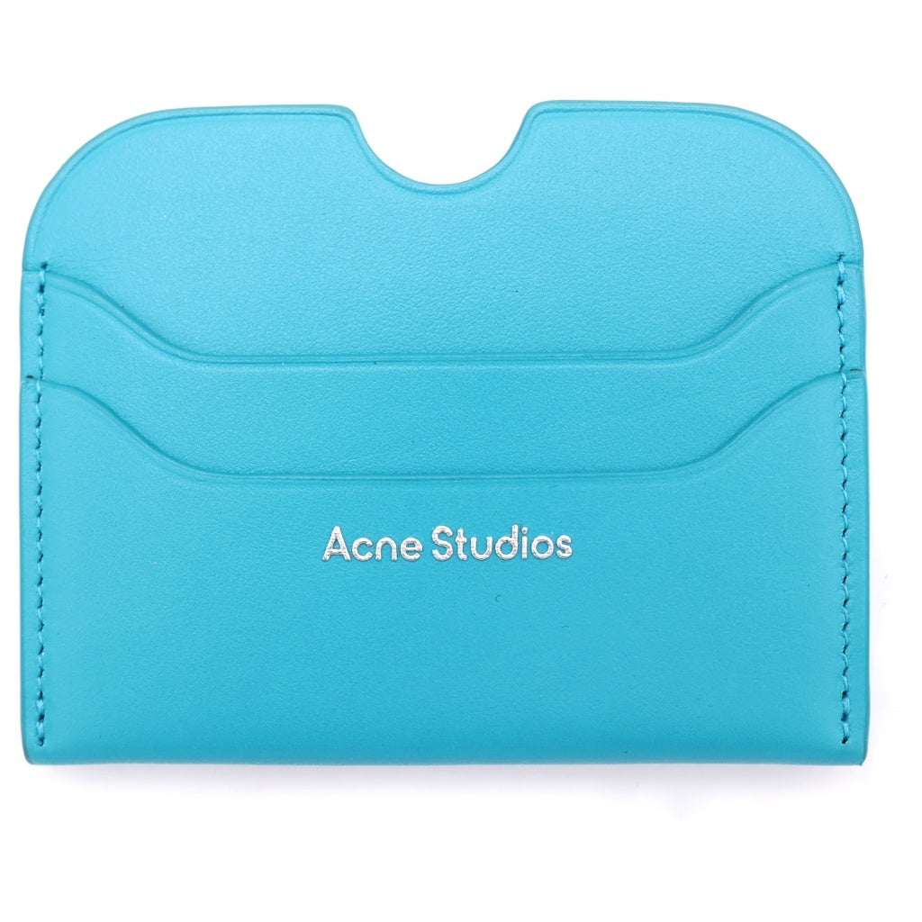 Acne Studios(アクネ ストゥディオズ) Leather Card Case レザーカードケース フロントロゴ エンボスロゴ ブルー