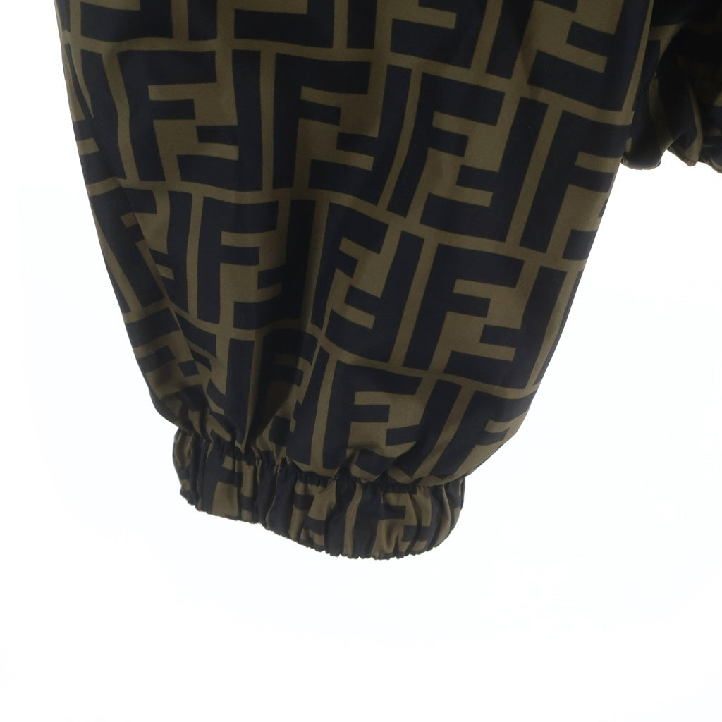 FENDI(フェンディ) FFロゴ ズッカ柄 ストライプ リバーシブル ジップアップパーカー ウィンドブレーカー FAA615 A79N ブラウン/ブラック