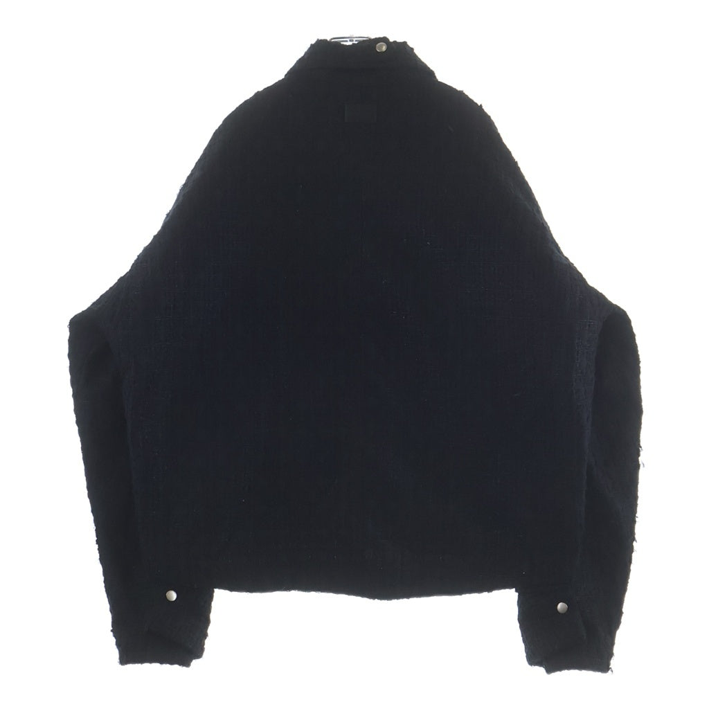 A.F ARTEFACT(エーエフアーティファクト) TUCK SLEEVE JACKET LUXURY TWEED タッグスリーブ ツイード ジップアップジャケット ブラック