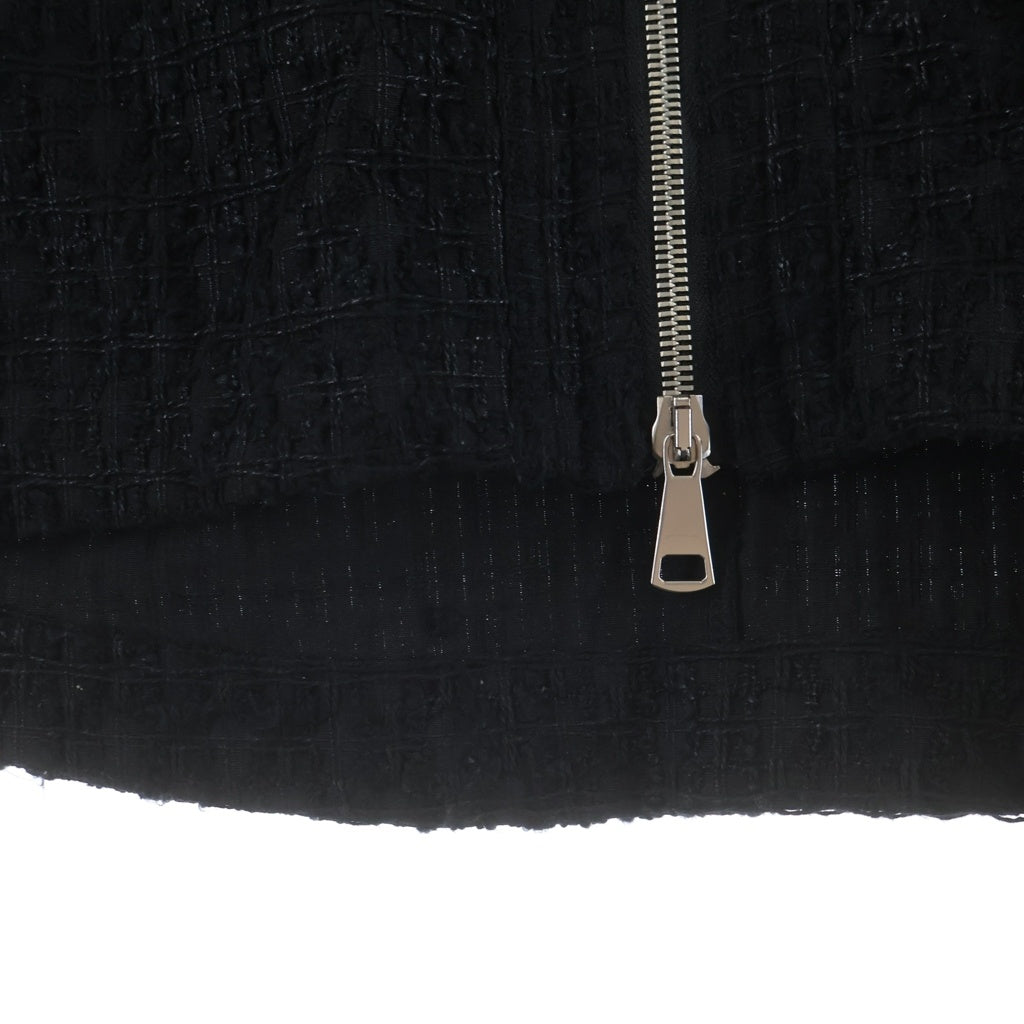 A.F ARTEFACT(エーエフアーティファクト) TUCK SLEEVE JACKET LUXURY TWEED タッグスリーブ ツイード ジップアップジャケット ブラック