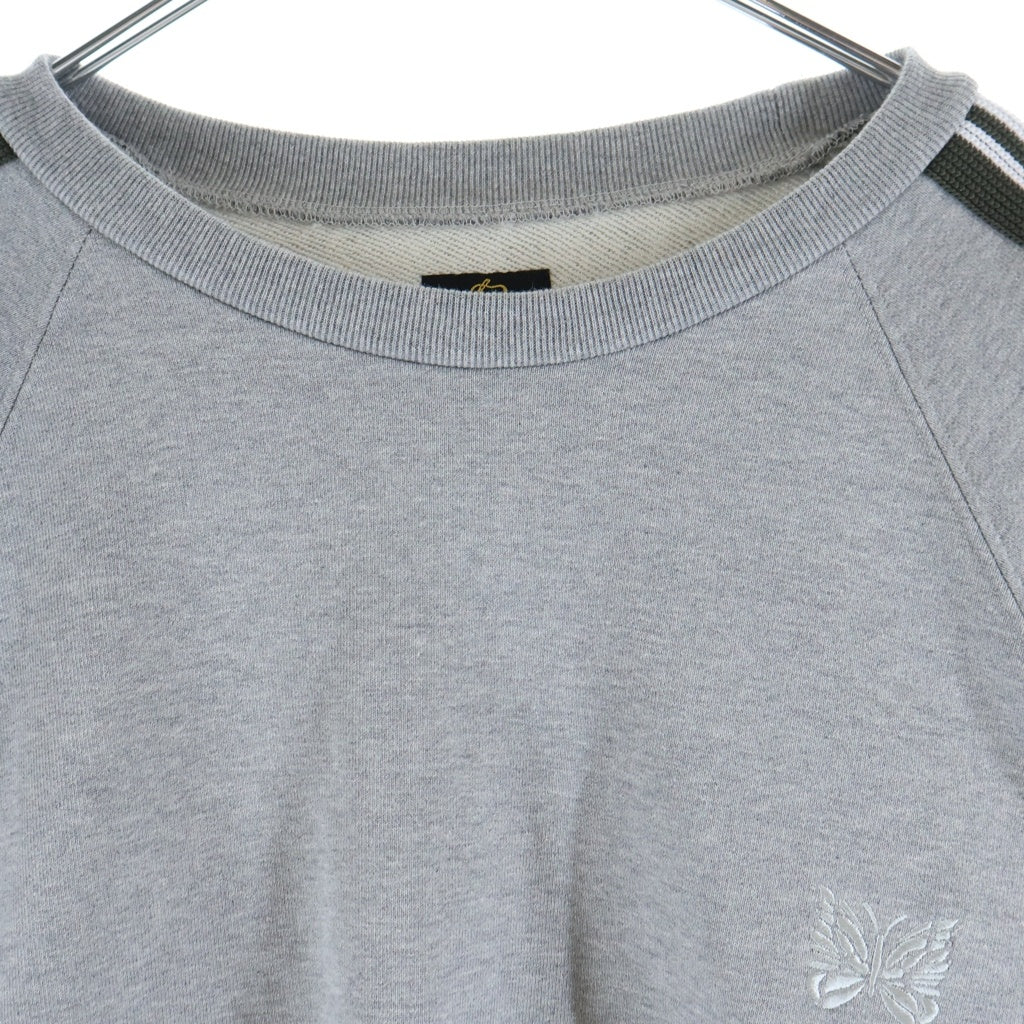 Needles(ニードルス) ×THE GALLERY BOX H.D.TRACK CREWNECK SHIRT ザギャラリーボックス サイドライン パピヨン刺繍 トラッククルーネックトレーナー スウェット グレー RW1705