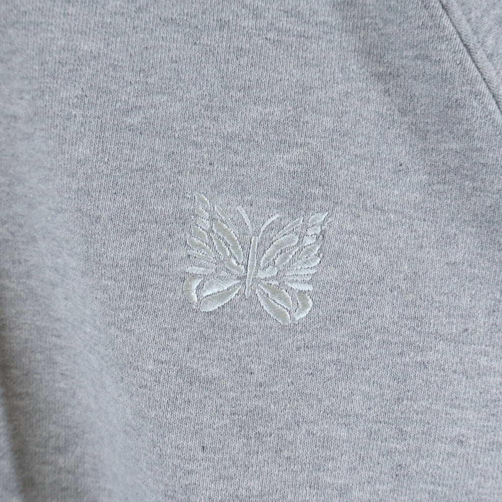 Needles(ニードルス) ×THE GALLERY BOX H.D.TRACK CREWNECK SHIRT ザギャラリーボックス サイドライン パピヨン刺繍 トラッククルーネックトレーナー スウェット グレー RW1705