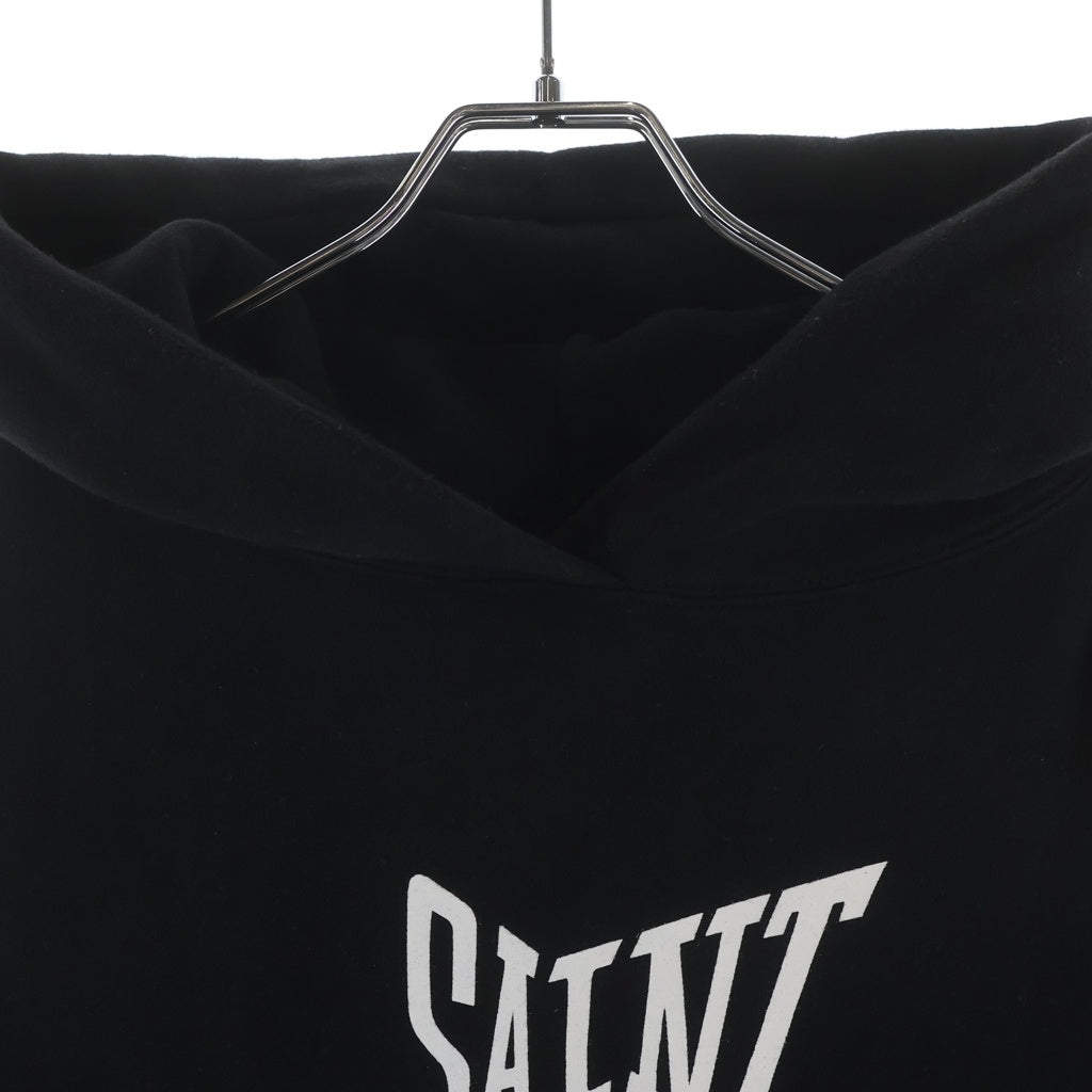 SAINT MICHAEL(セントマイケル) 24AW RIBON SAINT HOODIE SM-YS1-0000 -039 ロゴプリント スウェット プルオーバーパーカー ブラック
