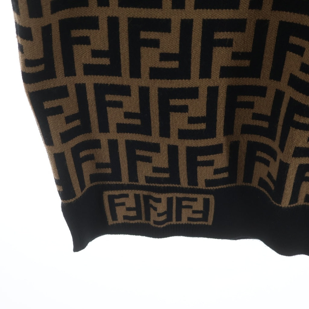 ◇FENDI ロゴパターン ノースリーブ 40 Lサイズ FF柄 ズッカ FENDI(フェンディ) FFロゴ ズッカ柄 半袖ニット ブラウン/ブラック