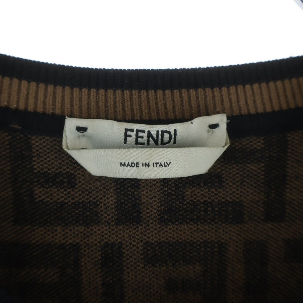 FENDI(フェンディ) FFロゴ ズッカ柄 半袖ニット ブラウン/ブラック