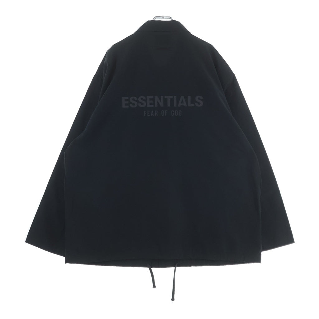 FEAR OF GOD ESSENTIALS(フィアオブゴッド エッセンシャルズ) OACH JACKET ナイロン スナップボタン ドローコード 両面ロゴプリントコーチジャケット チャコールグレー