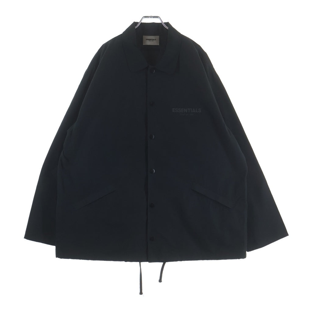 FEAR OF GOD ESSENTIALS(フィアオブゴッド エッセンシャルズ) OACH JACKET ナイロン スナップボタン ドローコード 両面ロゴプリントコーチジャケット チャコールグレー