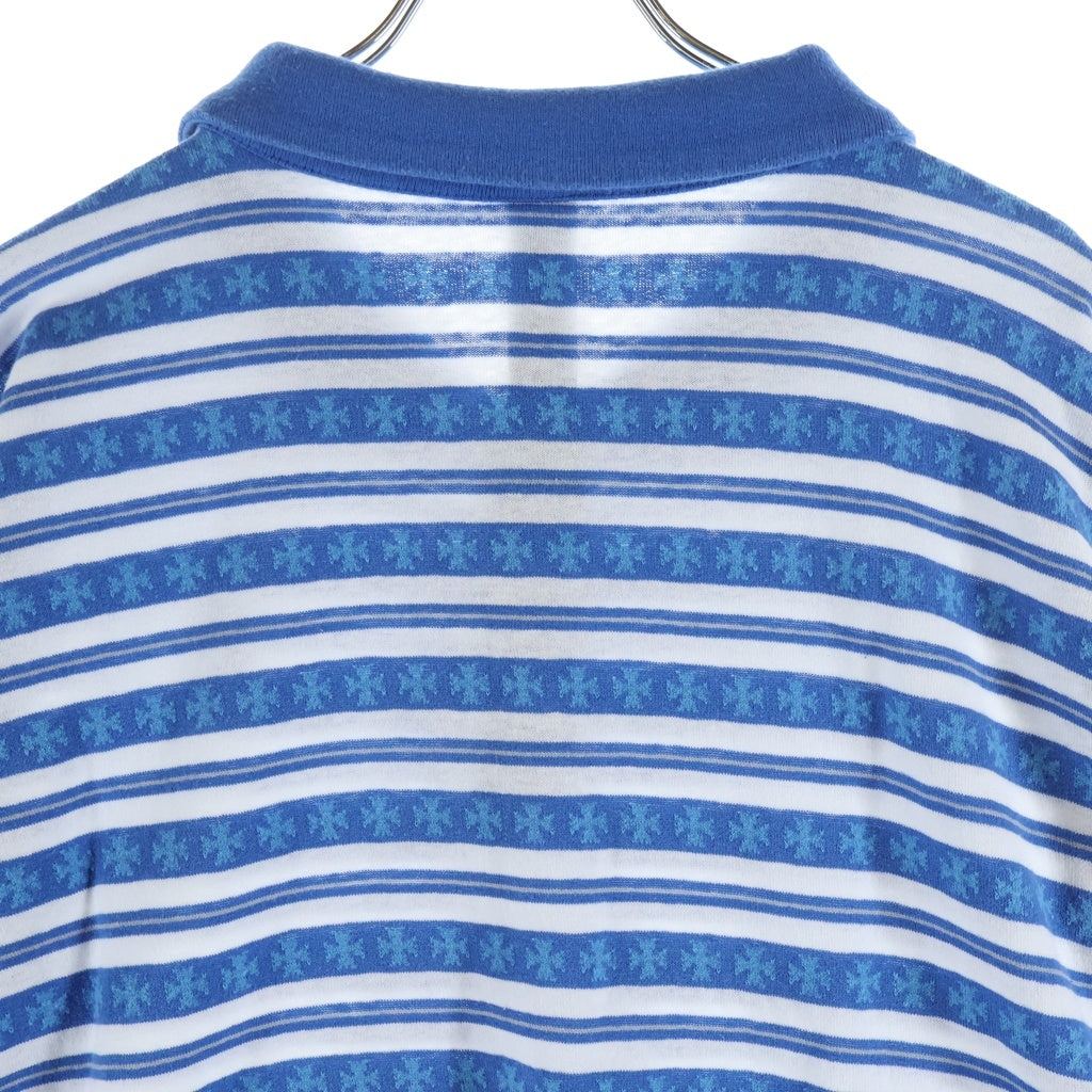 CHROME HEARTS(クロムハーツ) Y NOT Vine Dagger Embroidery Stripe Polo Long Sleeve Shirts ヴァインダガー刺繍 ポロ ロングスリーブシャツ ブルー