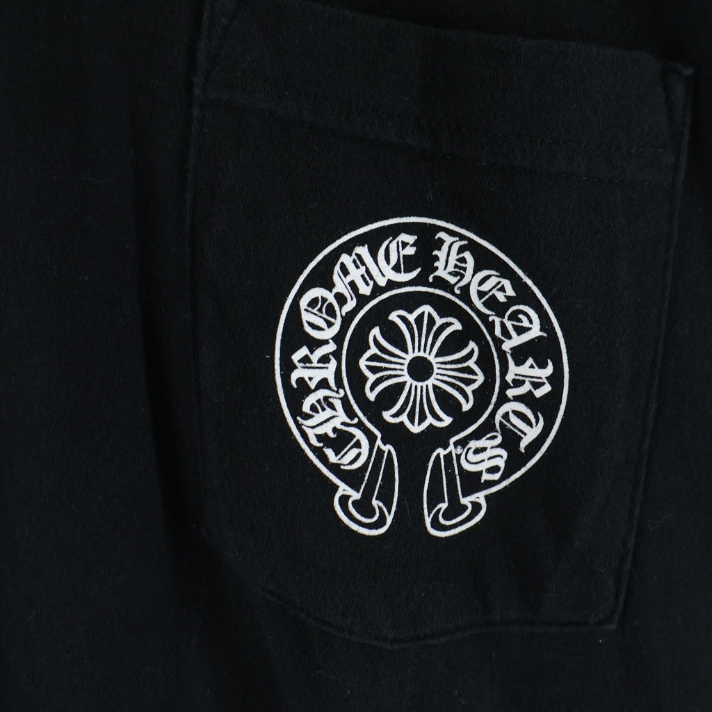 CHROME HEARTS(クロムハーツ) グラデーションロゴプリント ハリウッド限定 袖フローラル ホースシュー 長袖Tシャツ カットソー ブラック
