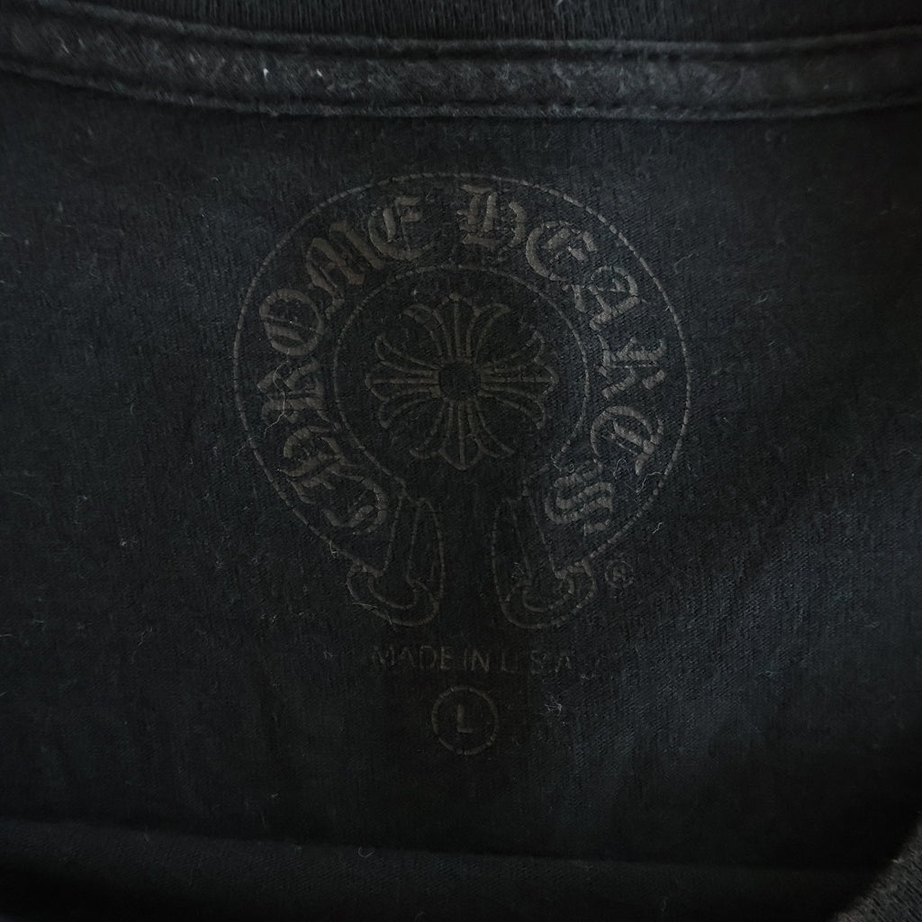 CHROME HEARTS(クロムハーツ) グラデーションロゴプリント ハリウッド限定 袖フローラル ホースシュー 長袖Tシャツ カットソー ブラック