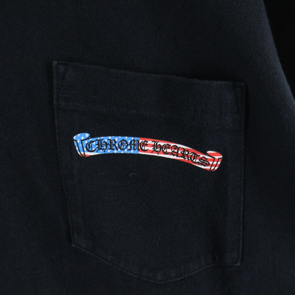 CHROME HEARTS(クロムハーツ) American Flag Back Scroll Logo Label L/S Tee 星条旗 アメリカンフラッグ 長袖Tシャツ カットソー ブラック
