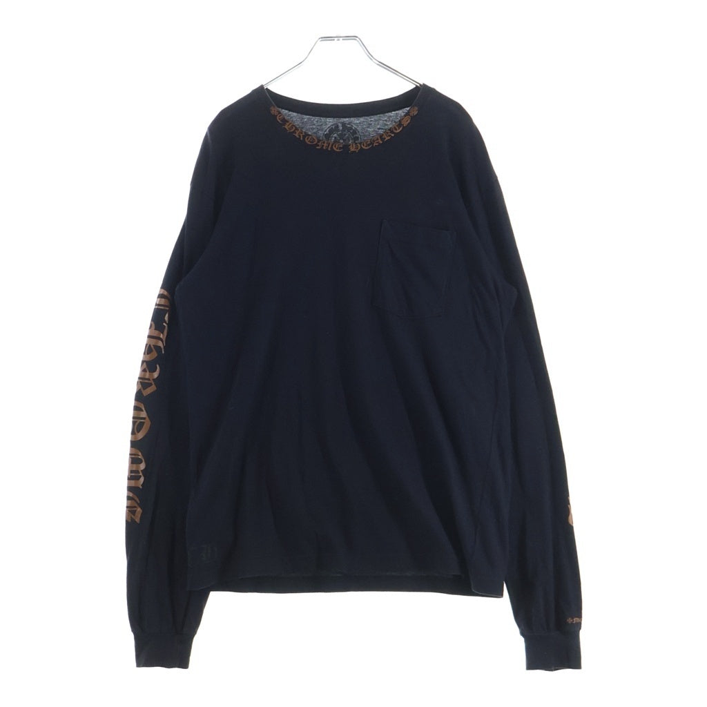 CHROME HEARTS(クロムハーツ) Neck Logo L/S Tee ネックロゴプリント長袖Tシャツ カットソー ブラック/ブラウン