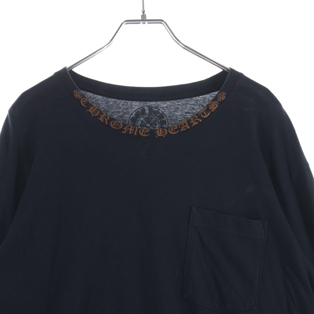 CHROME HEARTS(クロムハーツ) Neck Logo L/S Tee ネックロゴプリント長袖Tシャツ カットソー ブラック/ブラウン