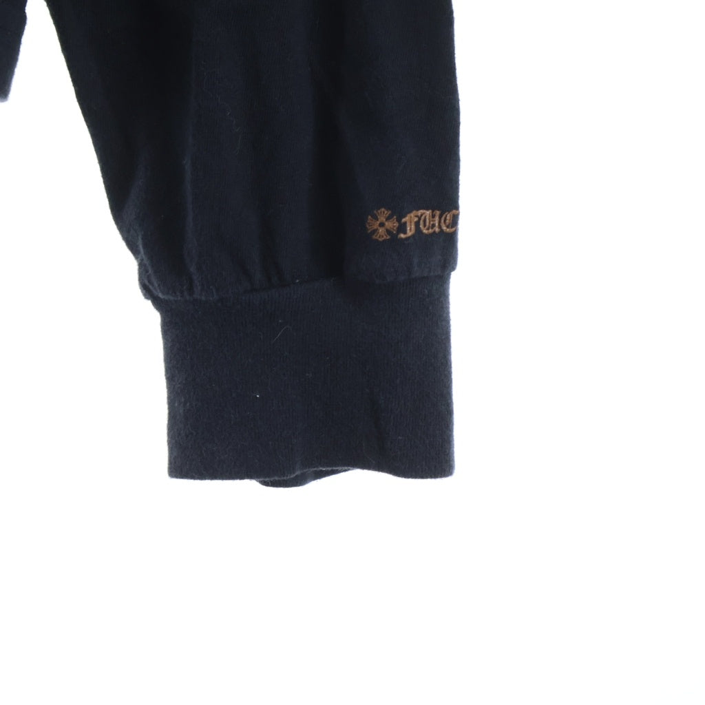 CHROME HEARTS(クロムハーツ) Neck Logo L/S Tee ネックロゴプリント長袖Tシャツ カットソー ブラック/ブラウン