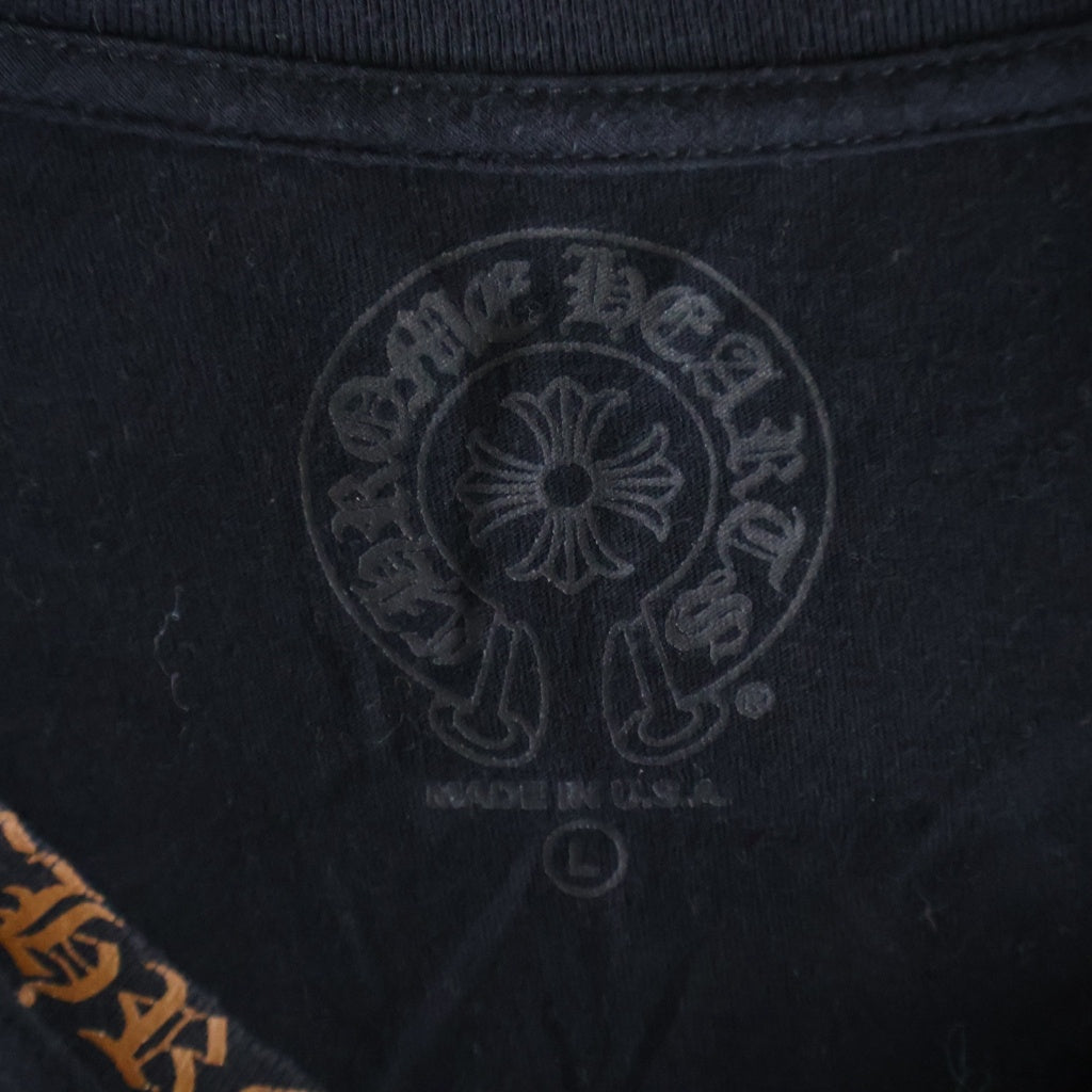 CHROME HEARTS(クロムハーツ) Neck Logo L/S Tee ネックロゴプリント長袖Tシャツ カットソー ブラック/ブラウン
