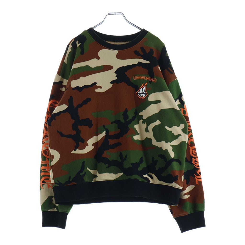 CHROME HEARTS(クロムハーツ) ×MATTY BOY PPO CAUTION Crewneck Sweatshirt マッティボーイ カモフラ総柄 チョンパープリント クルーネックスウェット トレーナー カーキ