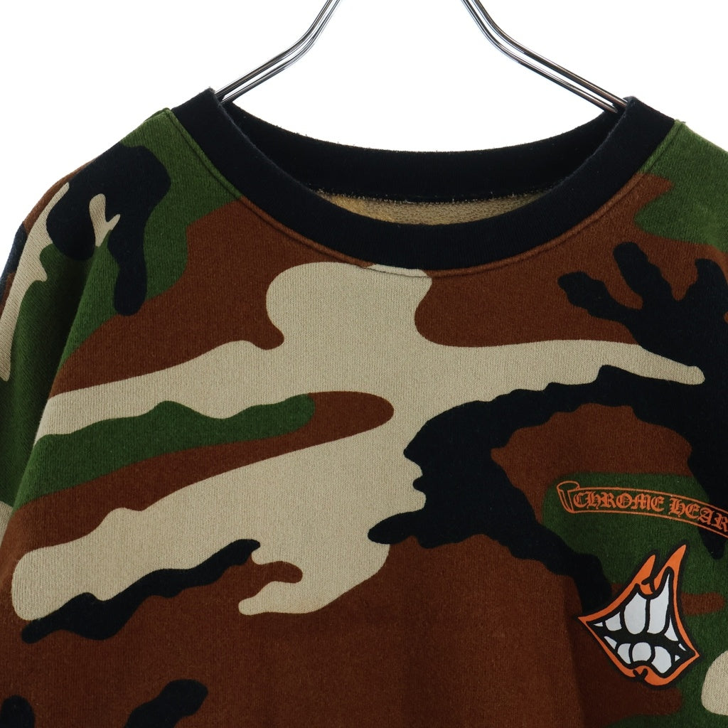 CHROME HEARTS(クロムハーツ) ×MATTY BOY PPO CAUTION Crewneck Sweatshirt マッティボーイ カモフラ総柄 チョンパープリント クルーネックスウェット トレーナー カーキ