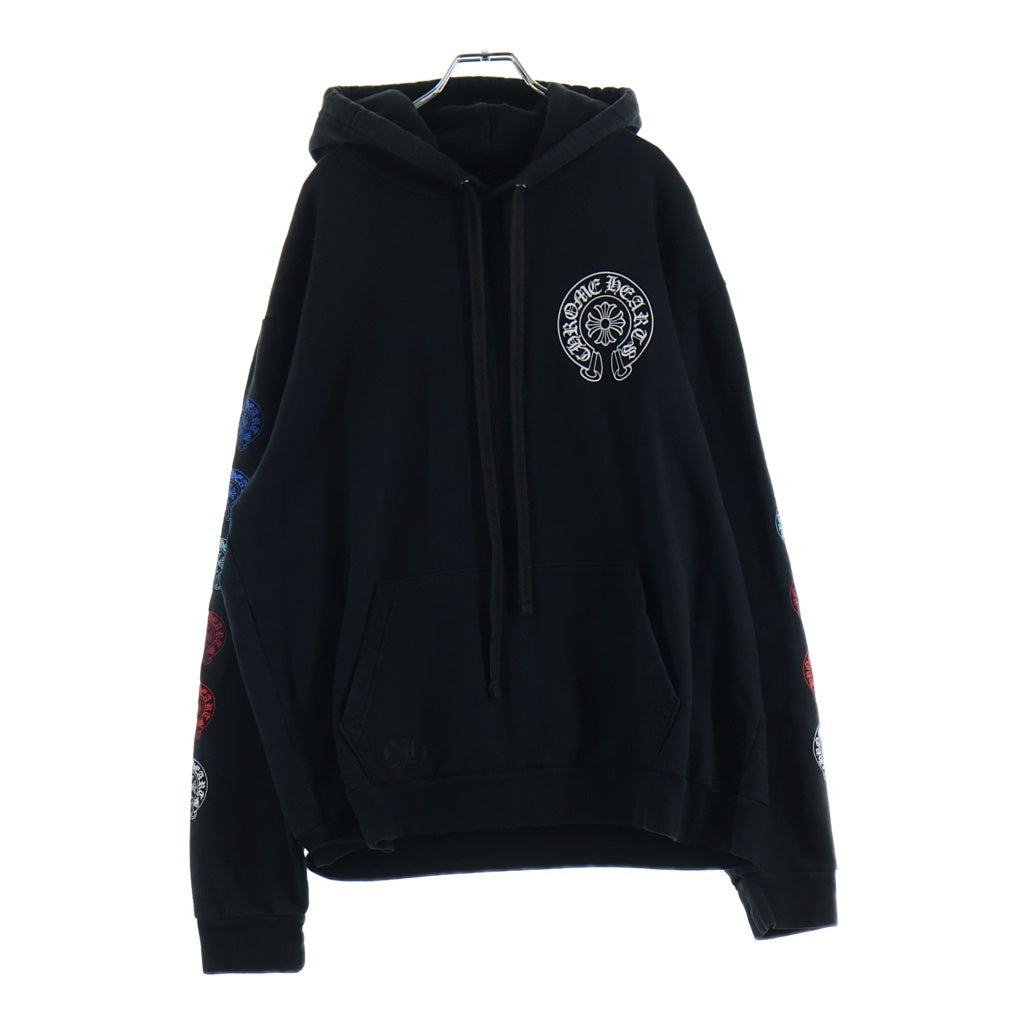 CHROME HEARTS(クロムハーツ) Multi Color Horseshoe Pullover Hoodie マルチカラー スリーブホースシューロゴ プルオーバーパーカー フーディー ブラック