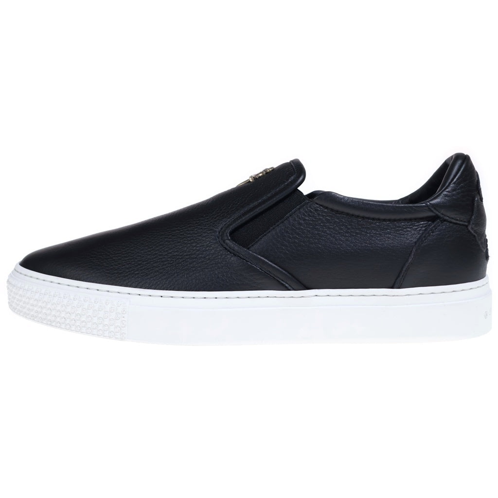 CHROME HEARTS(クロムハーツ) SLIP ON BLK CALF スリッポン CHプラスレザーパッチダガー付レザースニーカー ブラック