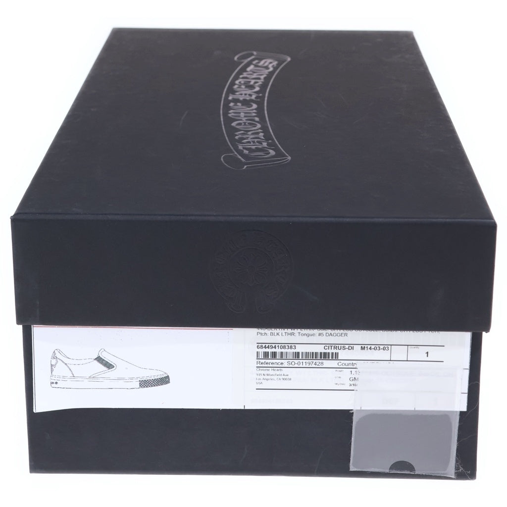 CHROME HEARTS(クロムハーツ) SLIP ON BLK CALF スリッポン CHプラスレザーパッチダガー付レザースニーカー ブラック