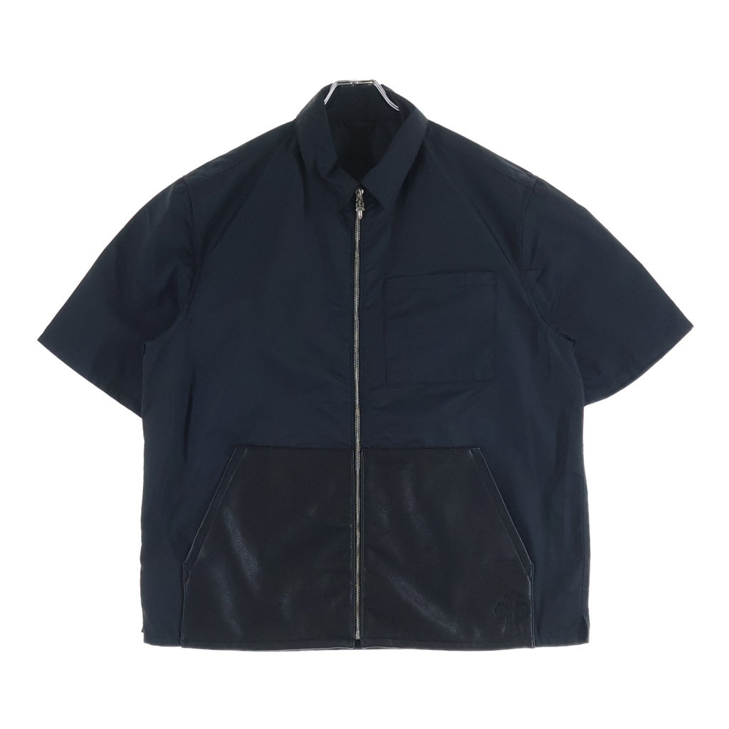 CHROME HEARTS(クロムハーツ) Y NOT Carpenter Leather Pocket Nylon Zip S/S Shirts ワイノット カーペンター レザーポケット 半袖シャツ ブラック
