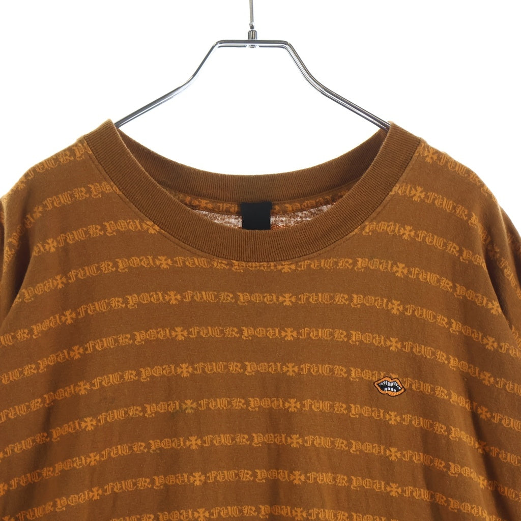 CHROME HEARTS(クロムハーツ) ×MATTY BOY Y NOT Chomper Embroidery Stripe Polo Tee マッティボーイ チョンパー刺繍 ストライプ ポロシャツ オレンジ