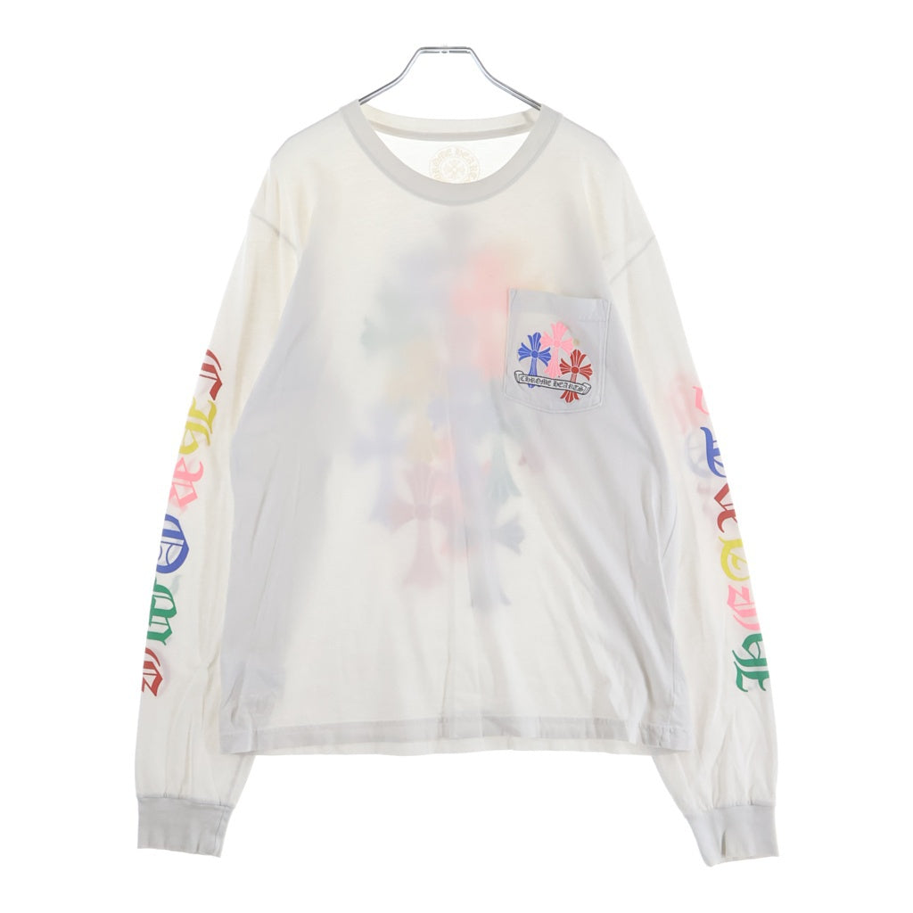 CHROME HEARTS(クロムハーツ) MLTCOL CEM CRS LS マルチセメタリークロスプリント クルーネック 長袖Tシャツ カットソー ホワイト