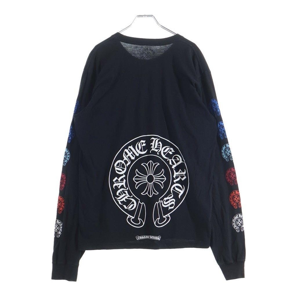 CHROME HEARTS(クロムハーツ) Multi Color Horseshoe L/S Tee マルチカラー ホースシュー クルーネック長袖Tシャツ カットソー ブラック